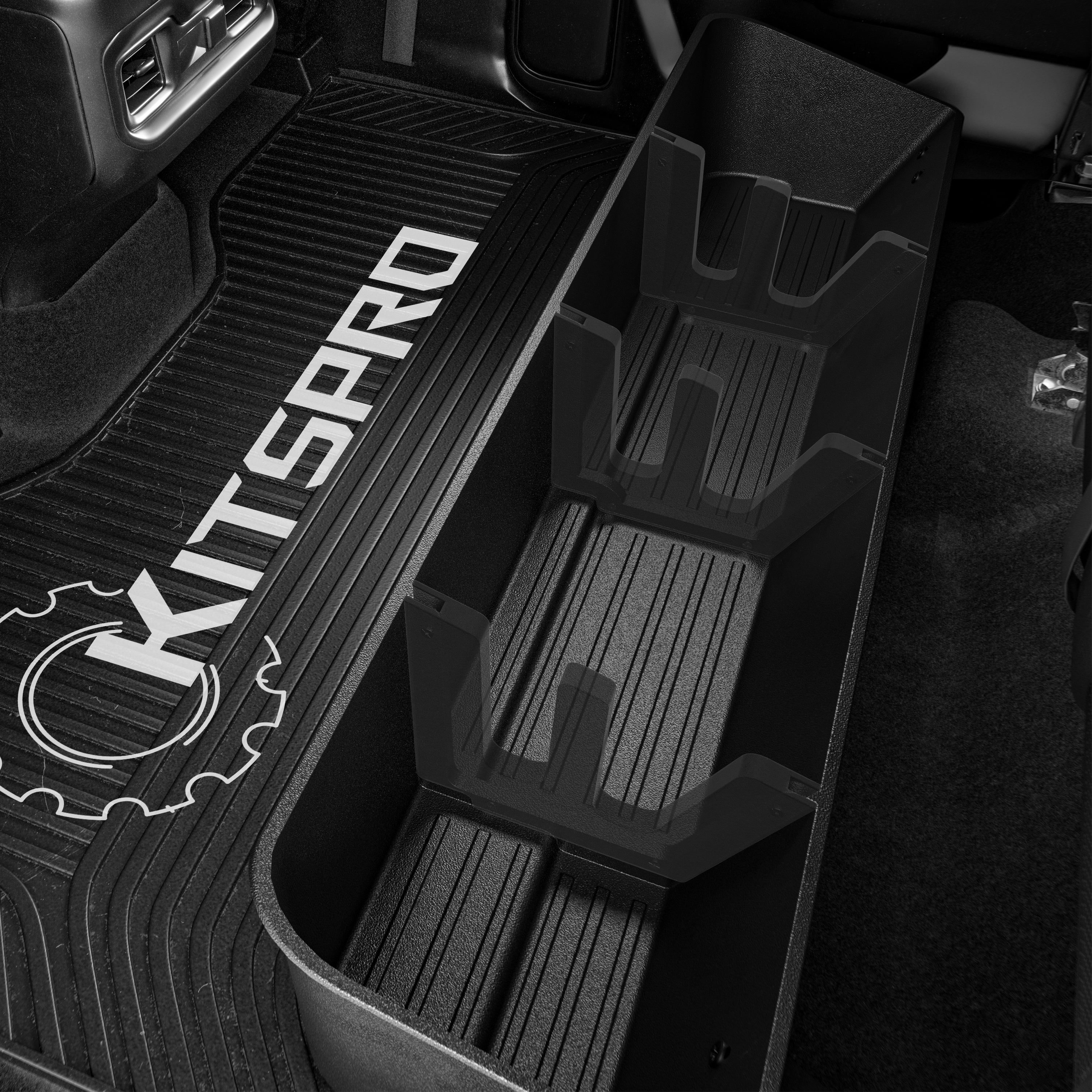 KitsPro Rear Truck Underseat Storage Box, Fit 2019-2026 Chevrolet Silverado and GMC Sierra 1500 2500 3500 HD Double Cab & Crew Cab Heavy Duty Rear Under Back Seat Box Organizer, Anti Slip